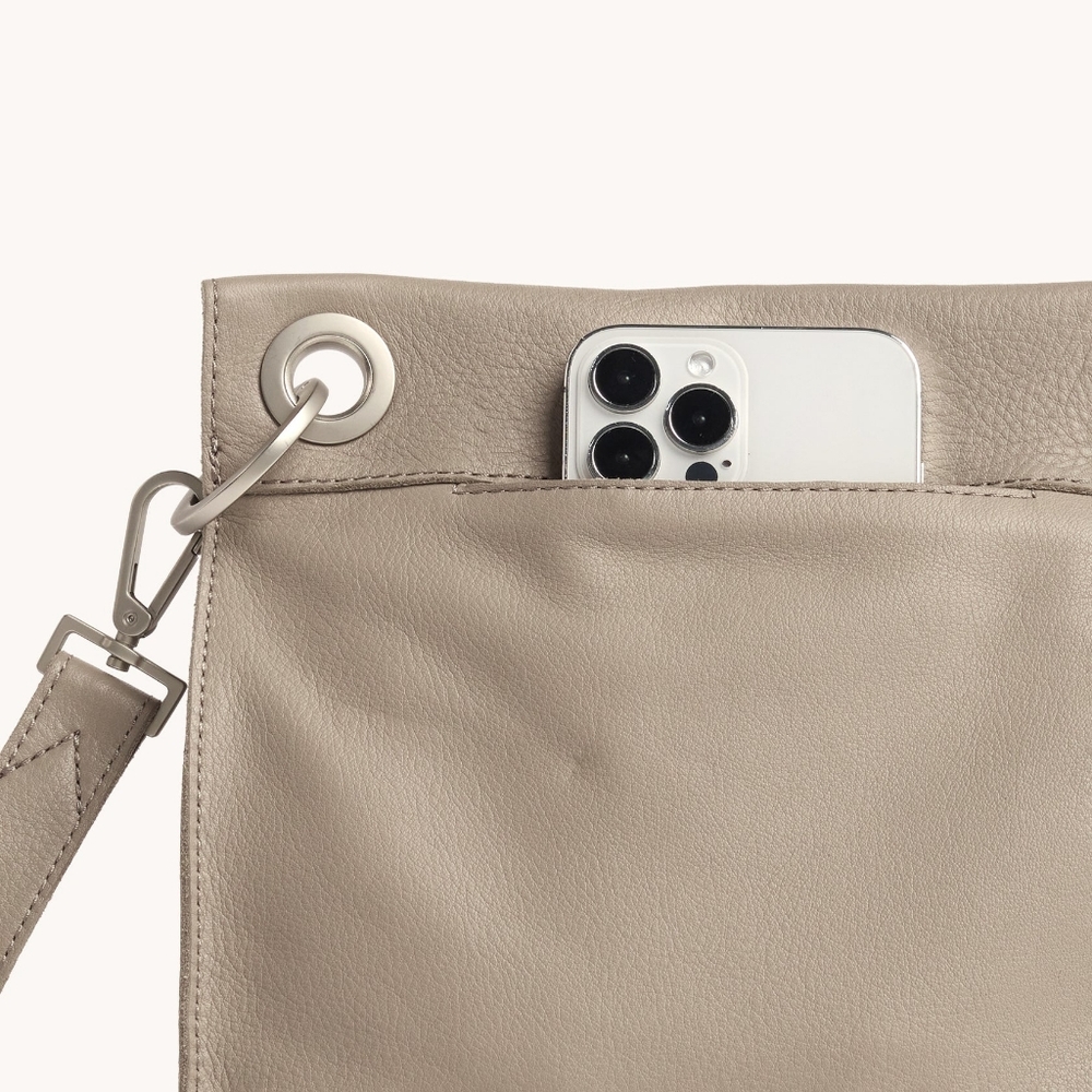 Hammitt Taupe Leather Crossbody with Silver Stud Accents - Picture 5 of 8